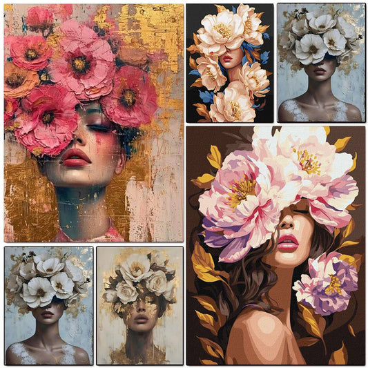 DIY Diamond Painting Beauty Girl Diamond Art Painting Full Square / Round Flower 5D