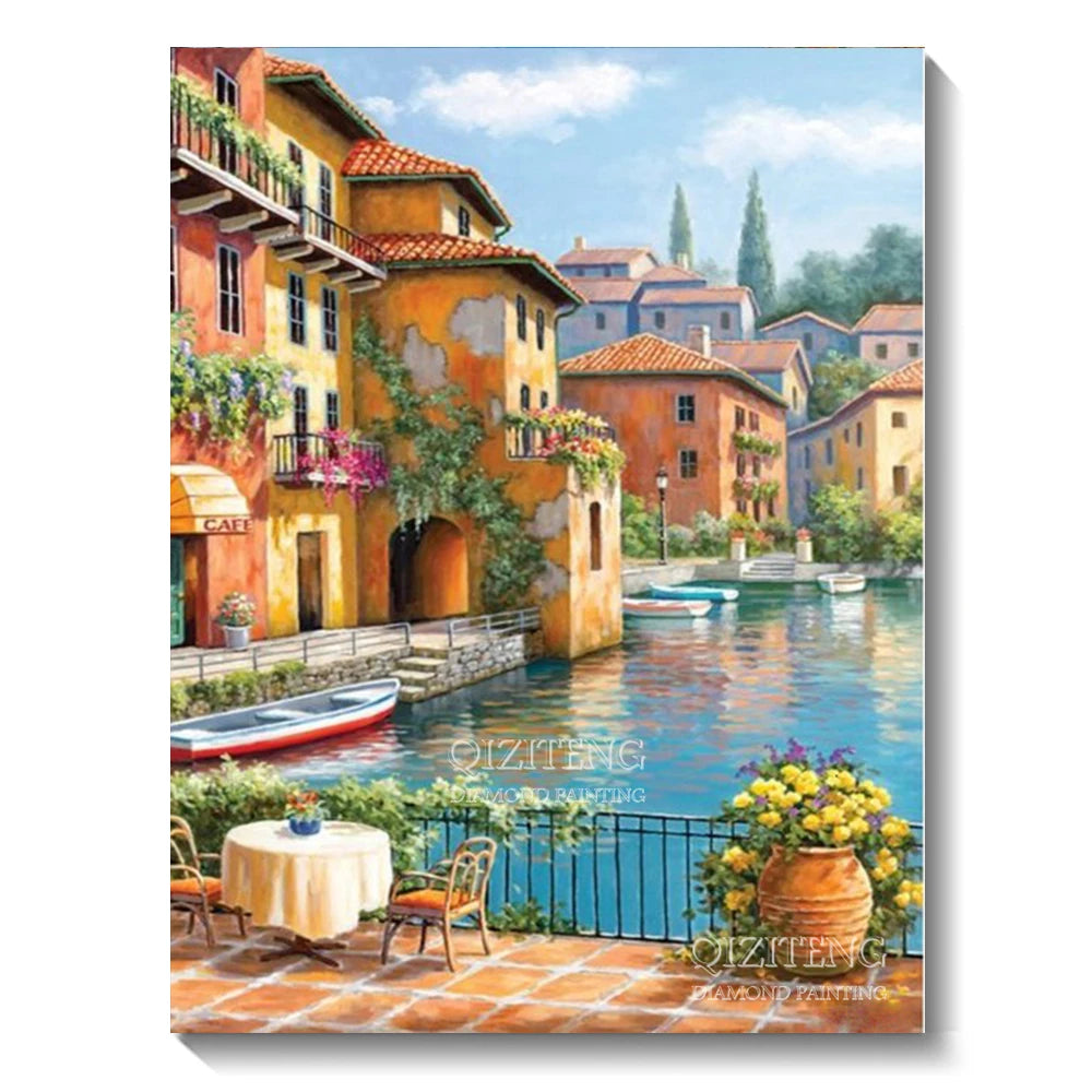 DIY 5D Diamond Painting Landscape Forest, Waterfalls, Scenic, Round Drill