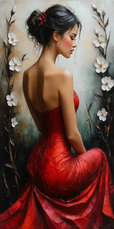 Sexy Red Dress Woman Elegant Goddess Large Size DIY Diamond Painting Full