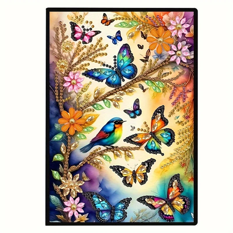 DIY Flower Butterfly Diamond Painting Notebook Special Shaped Diary Sketchbook Home Study