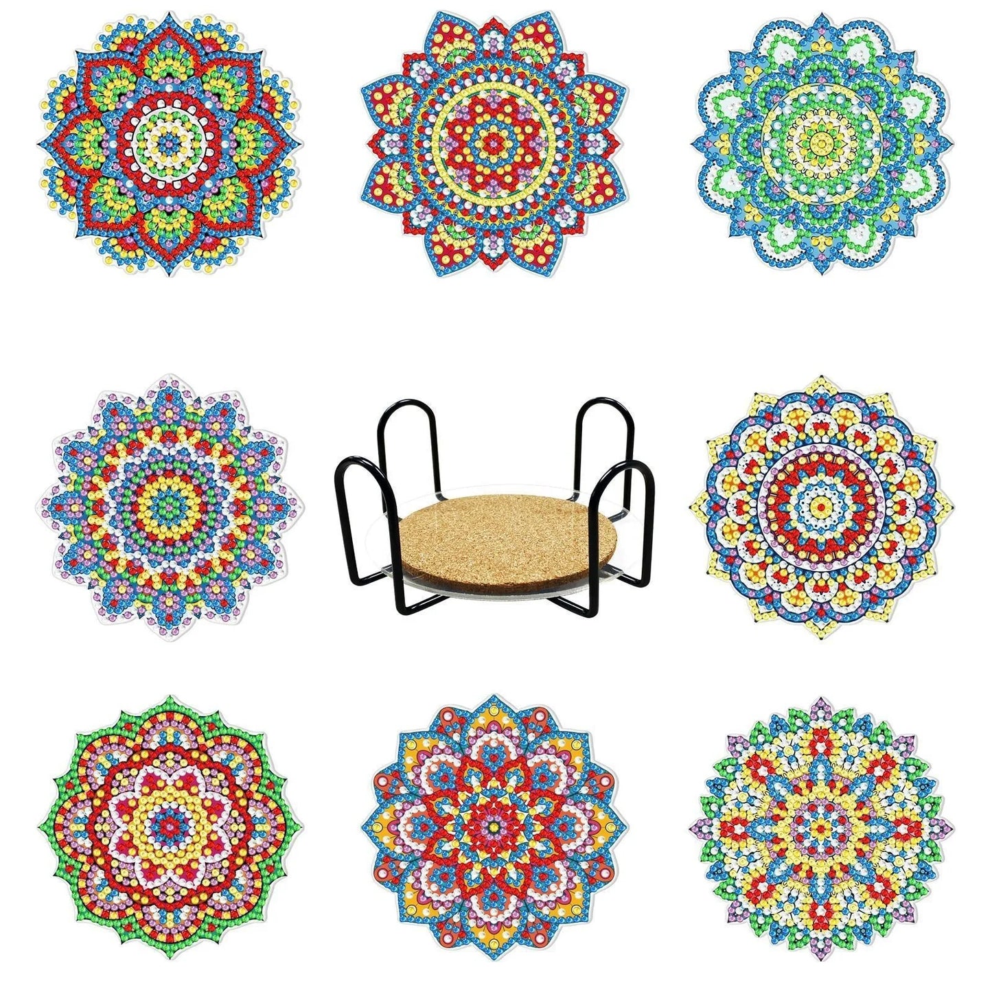 GLOBAL 8pcs/Set DIY Diamond Painting Coasters Animal Cup Cushion For Drinks Crystal Rhinestones Diamond Art Coasters