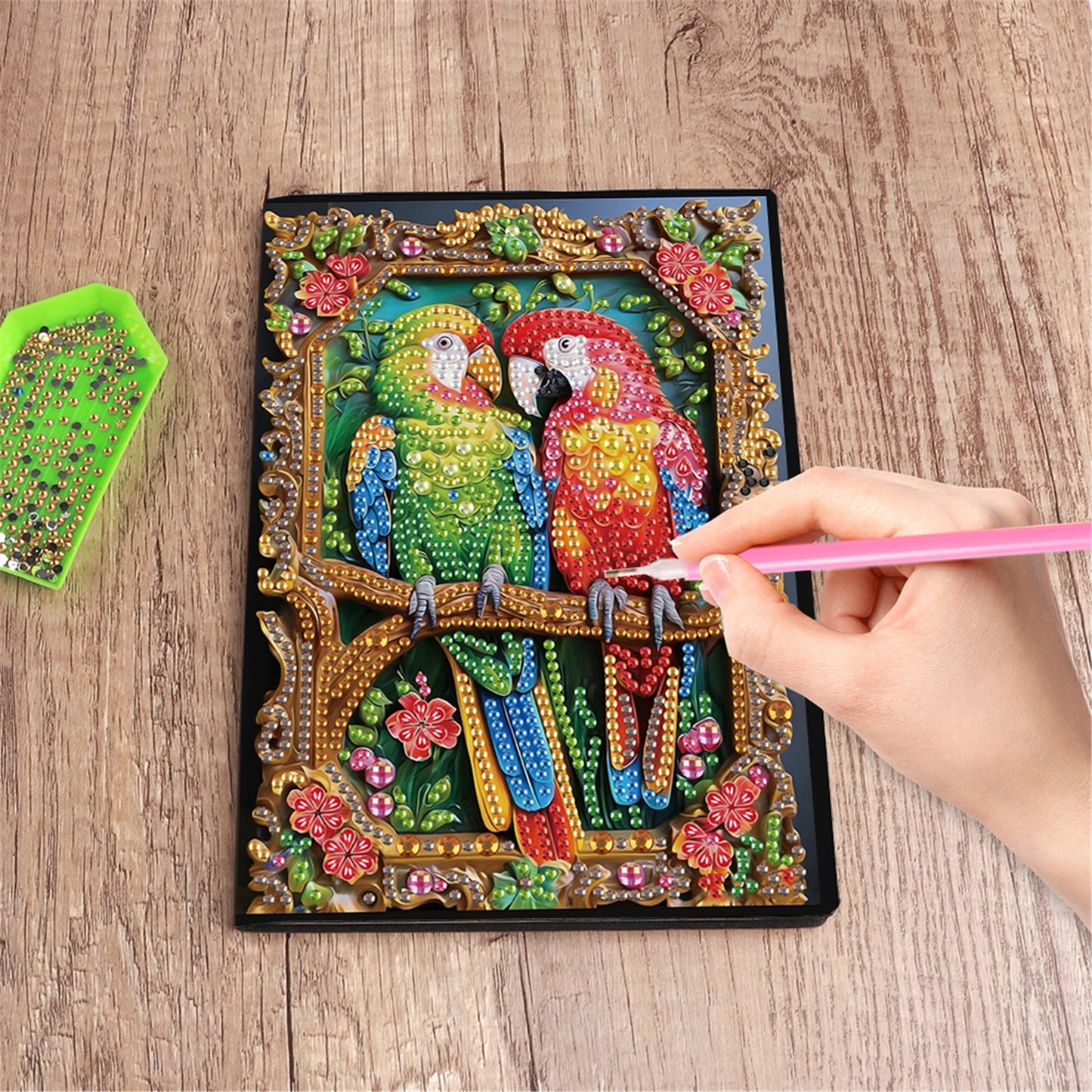 2pcs Partial DIY 50 Pages A5 Diamond Painting Notebook, Special Shaped 5D Crystal Art Painting Sketchbook