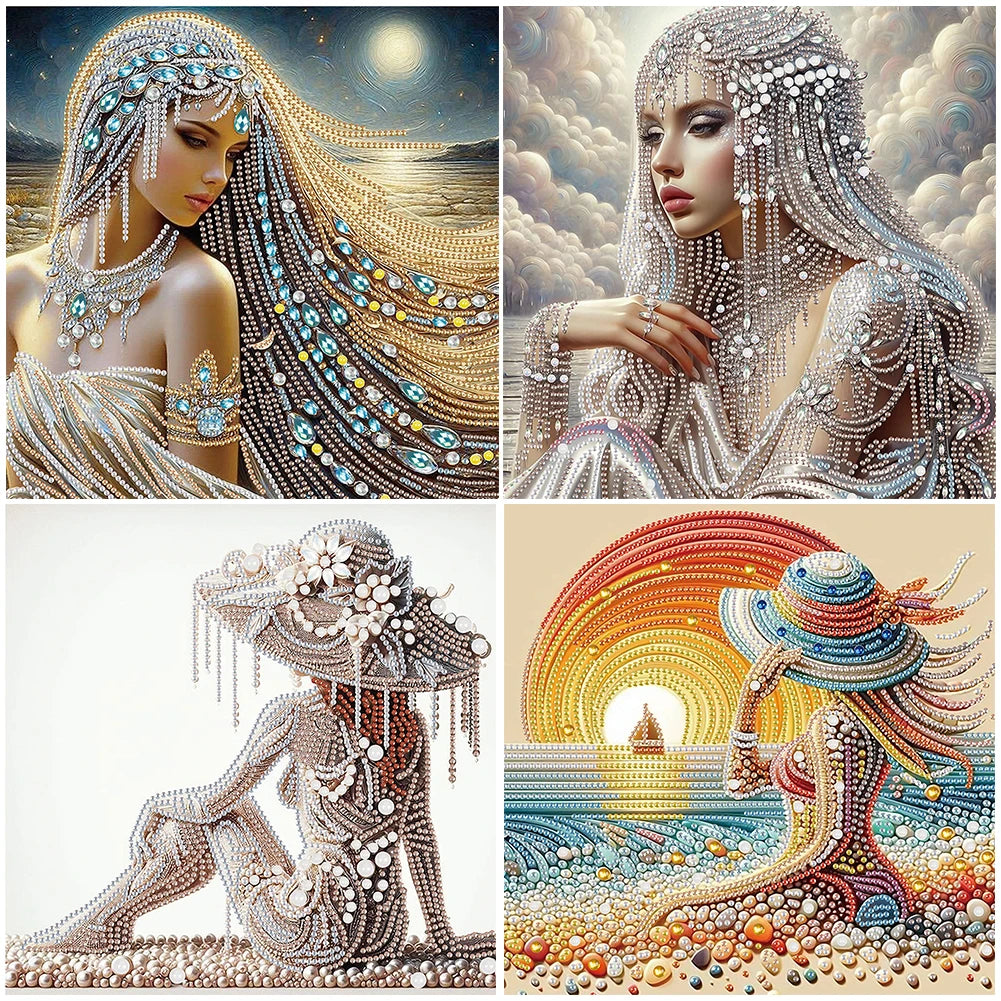 5D DIY Partial Special Shaped Drill Diamond Painting Kit Girls 30x30cm Unique Luster Painting and Resin Sequins