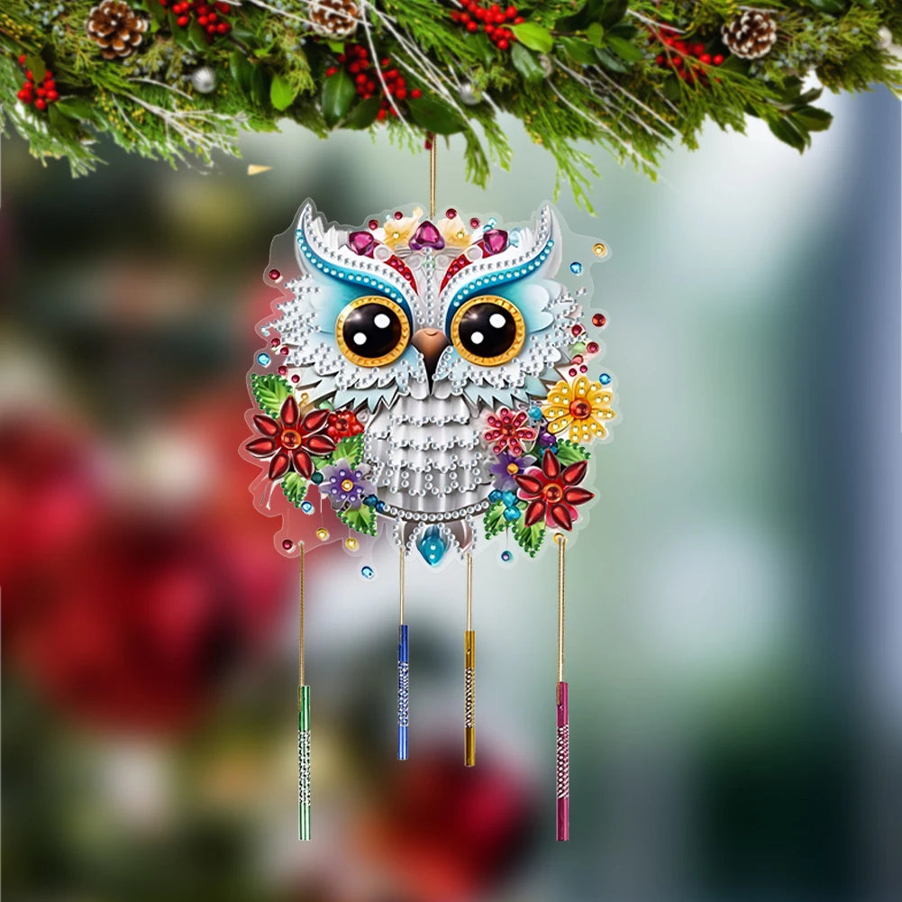 Double Sided Special Shaped Cute Animal Diamond Painting Hanging Wind Chime ,DIY 5D Crystal Rhinestone Wind Bell Kits Home Decor