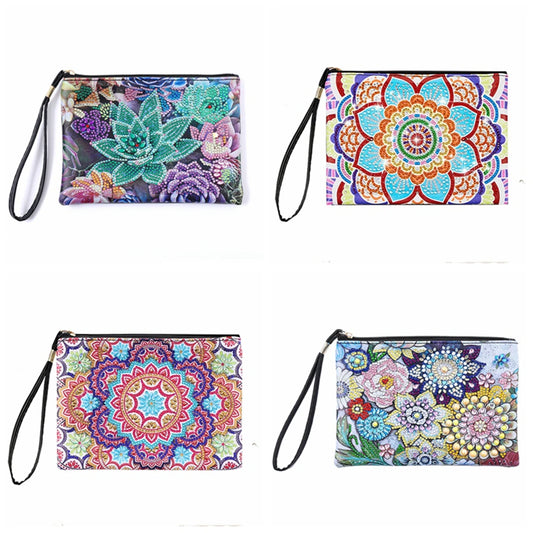 1pc DIY Purses Diamond Painting Mandala Kits for Adults One Sided Drill PU Leather Handbags Cactus Diamond Art Purses for Women