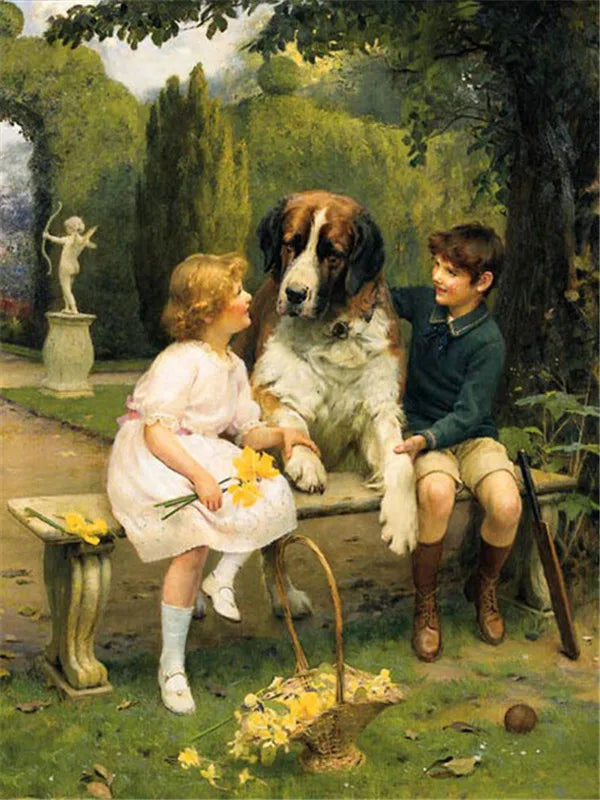 HUACAN 5D DIY Diamond Painting Little Boy and Dog Full Square / Round Full Drill