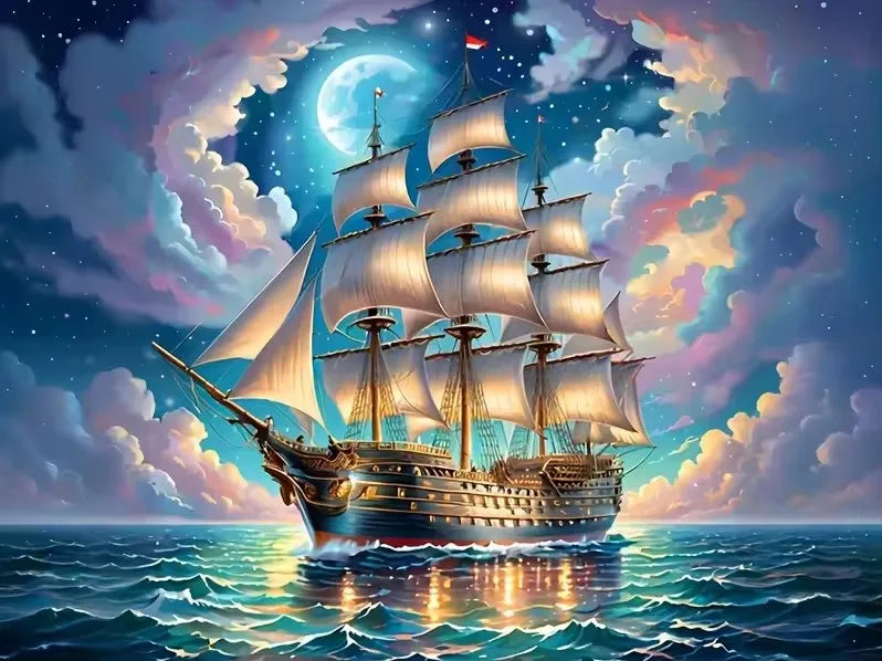 HUACAN 5d DIY Diamond Painting Ships Landscape Sea Scenery Full Square / Round Drills