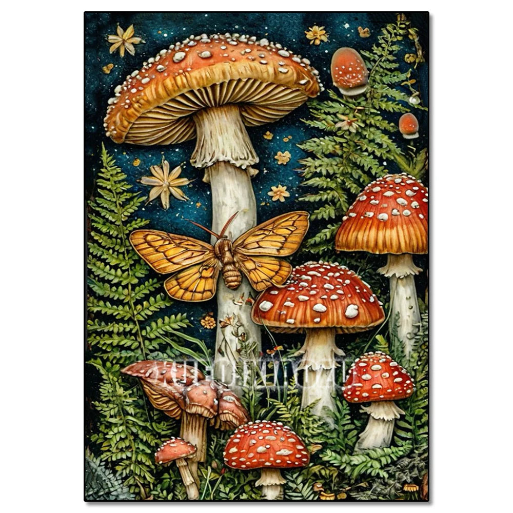 5D DIY Diamond Painting Kit Mushroom, Butterfly, Frog
