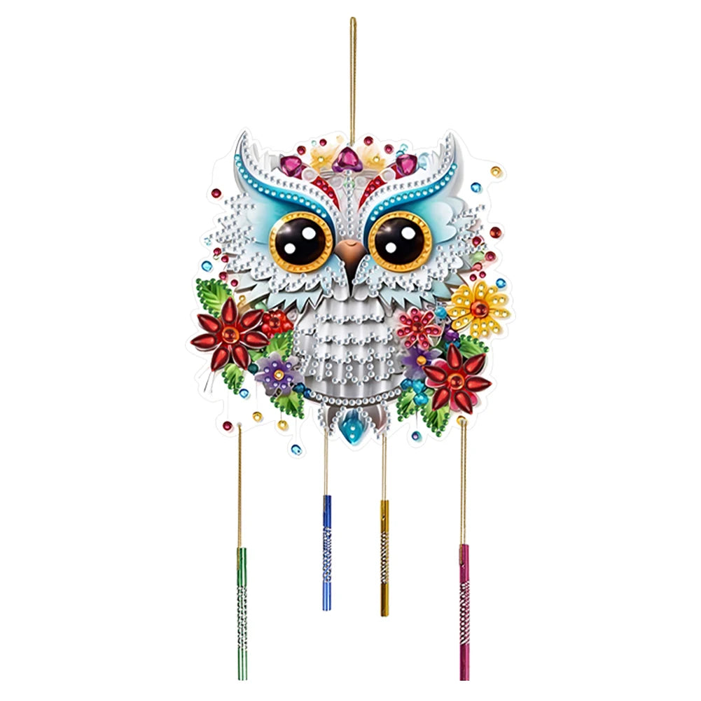 Double Sided Special Shaped Cute Animal Diamond Painting Hanging Wind Chime ,DIY 5D Crystal Rhinestone Wind Bell Kits Home Decor