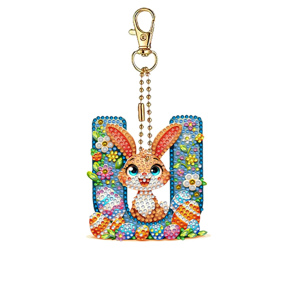 PET Double Sided, Special Shaped, Easter Alphabet DIY Diamond Painting Keychain