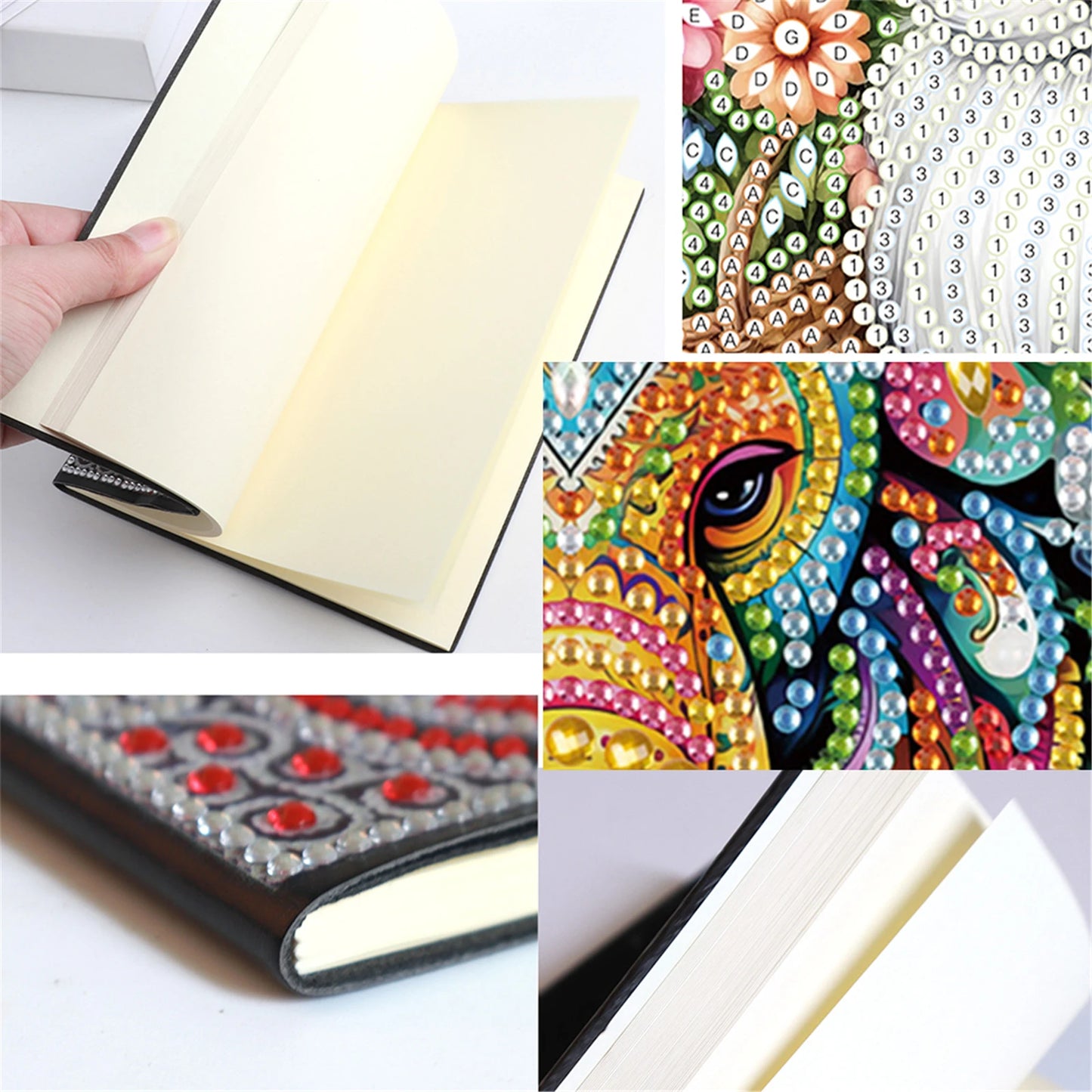 2pcs Partial DIY 50 Pages A5 Diamond Painting Notebook, Special Shaped 5D Crystal Art Painting Sketchbook