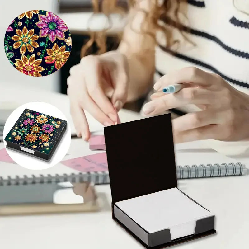 1 DIY Diamond Painting Set with dot Diamond flip label Box - Paper material with flower pattern - can hold 150 sheets of pape