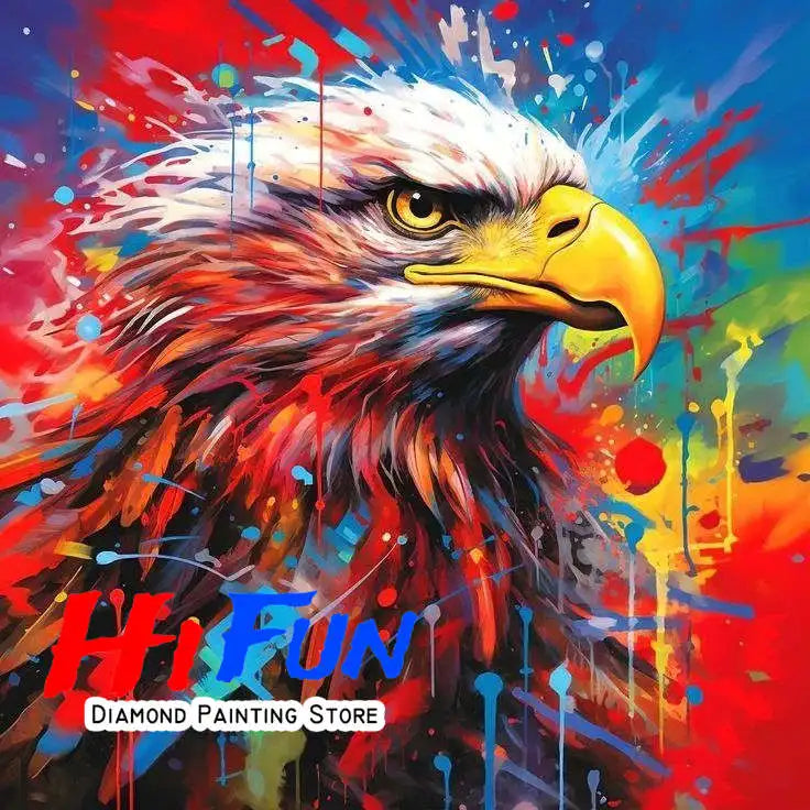 USA Red White Blue Eagle Flag, DIY Diamond Painting Kits Statue of Liberty, Square/Round Drills