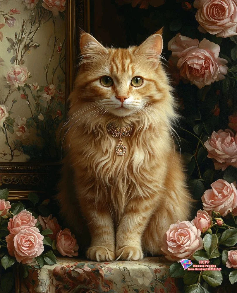 Cat Diamond Painting Kit, Square, Round Diamond 5D DIY Mosaic Handmade Art