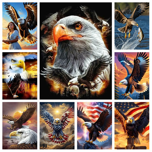 5D DIY Full Drill Eagle Animal Diamond Rhinestone Painting Bald Eagle Cross Stitch Kit Embroidery Picture Mosaic Home Decoration