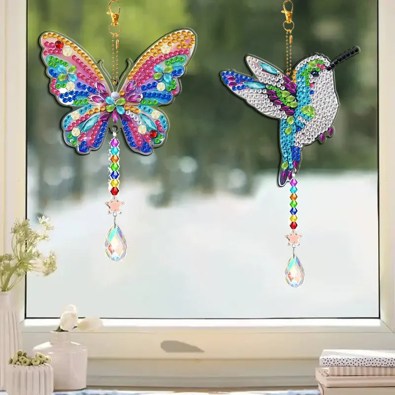 4-Piece DIY Diamond Painted Capture Wind Chime, Double Sided Butterfly