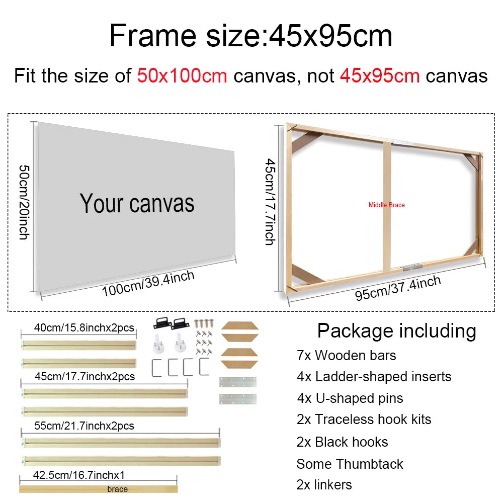 Various Sizes Canvas Frame, Wooden Frames Natural Wooden, Diamond Painting Frames Canvas, Wood Wall Frame