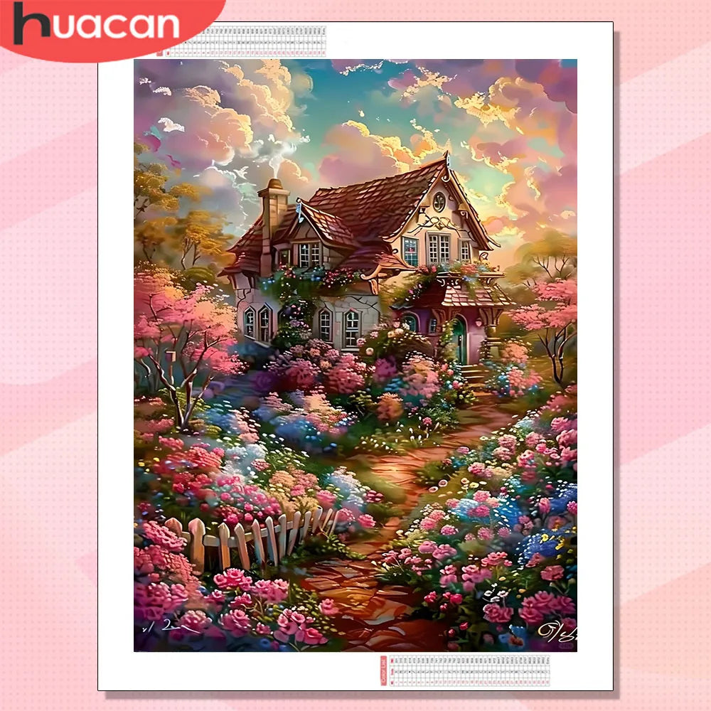 DIY Diamond Painting Full Drill House Landscape Picture Square / Round