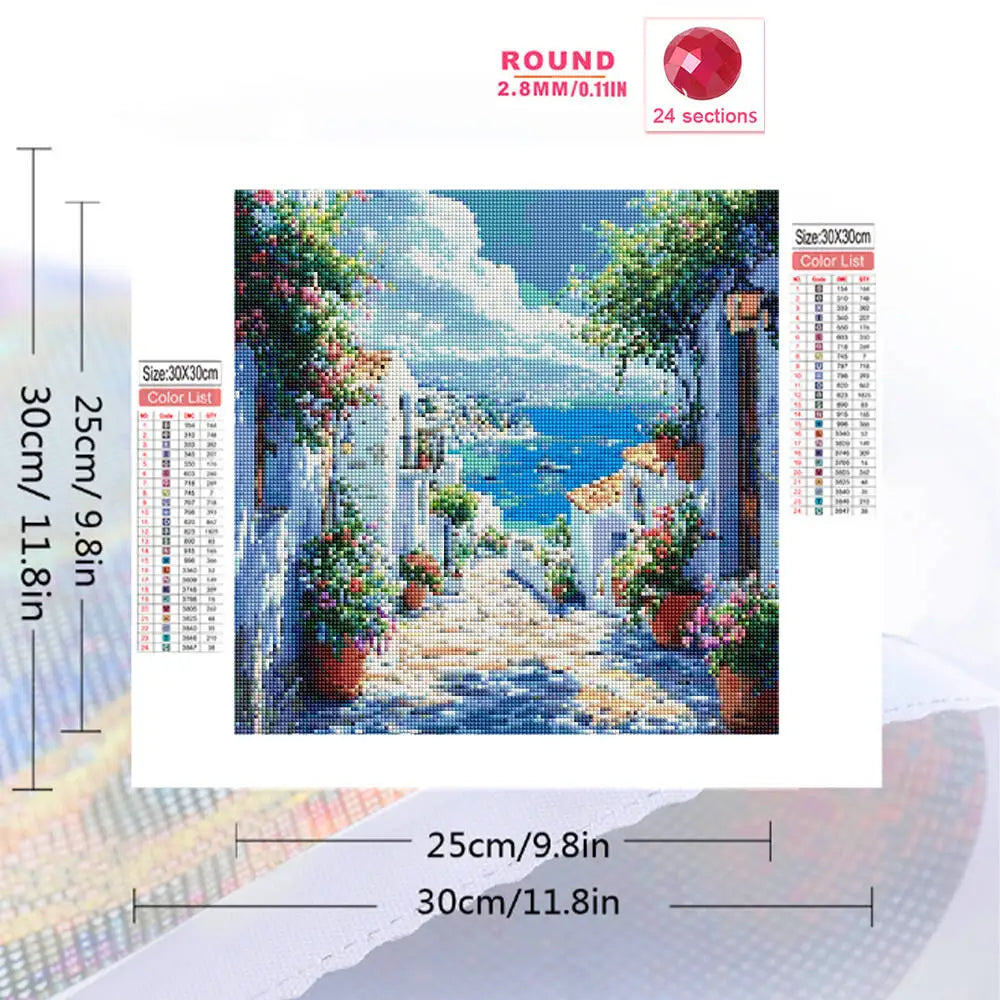 Seaside Diamond Painting Town Landscape DIY Picture Rhinestones Square/Round