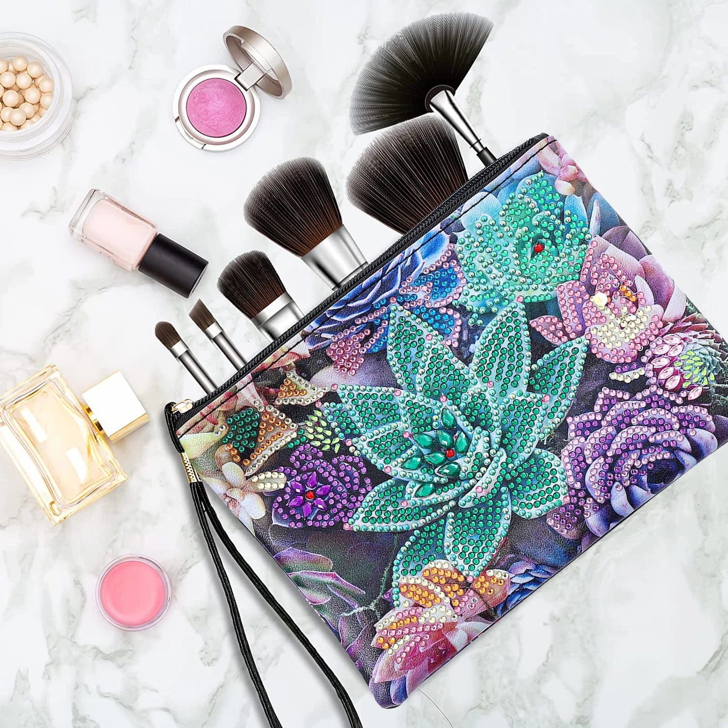 1pc DIY Purses Diamond Painting Mandala Kits for Adults One Sided Drill PU Leather Handbags Cactus Diamond Art Purses for Women