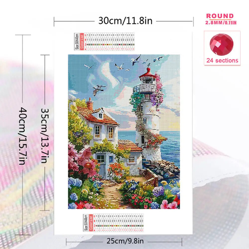 Evershine DIY Diamond Painting Lighthouse House Seaside Landscape Full Square / Round Drill
