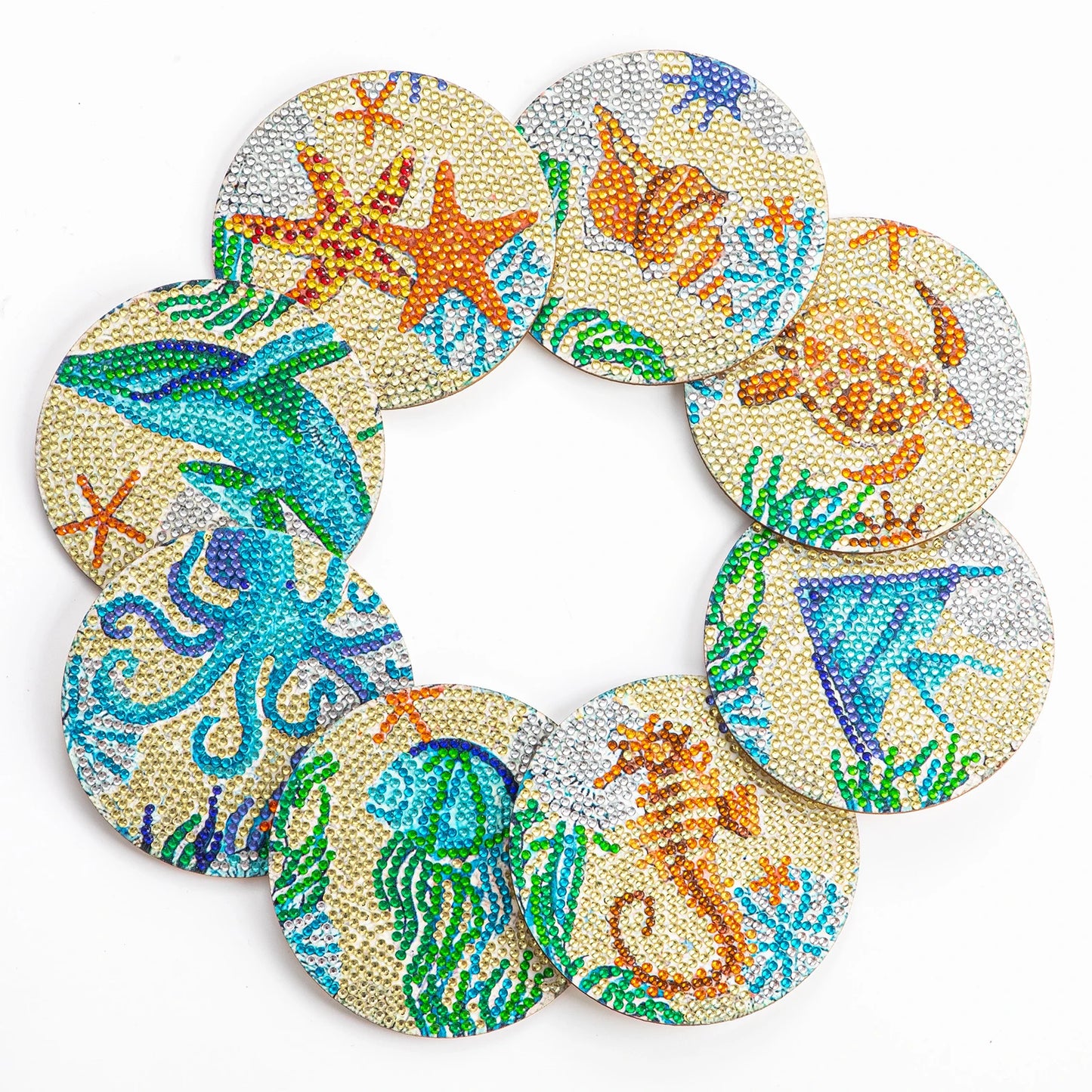 GLOBAL 8pcs/Set DIY Diamond Painting Coasters Animal Cup Cushion For Drinks Crystal Rhinestones Diamond Art Coasters
