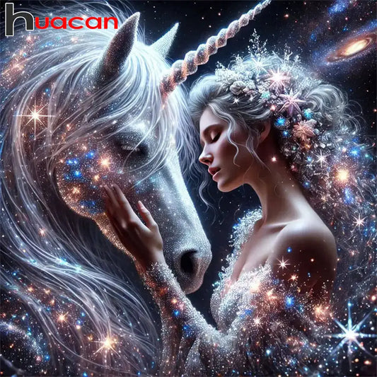 Huacan 5D DIY Unicorn Fairy Diamond Painting Full Square / Round Drill