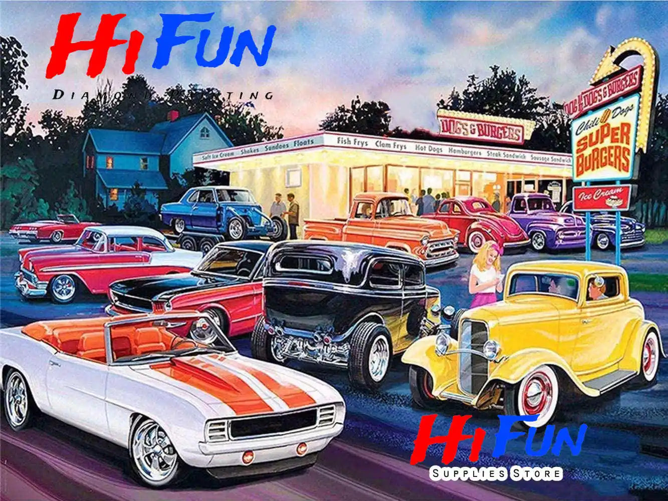 Vintage Classic Cars Diamond Painting, Square / Round Drill Diamond Art Kits, Automotive Art