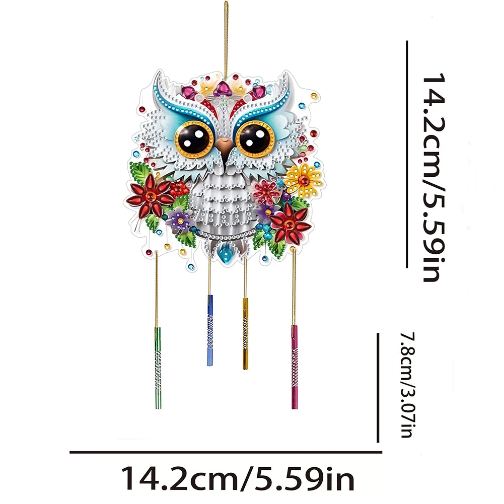 Double Sided Special Shaped Cute Animal Diamond Painting Hanging Wind Chime ,DIY 5D Crystal Rhinestone Wind Bell Kits Home Decor