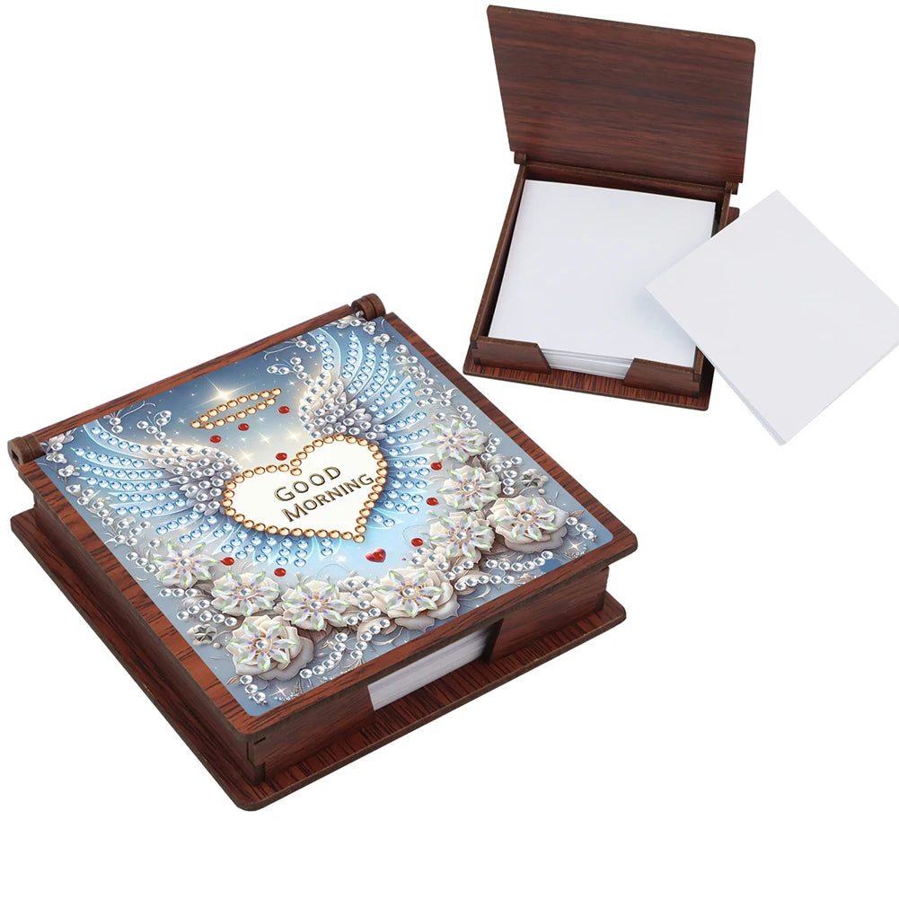 Wooden 5D Diamond Painting Kit Note Box With 160 Sheets Diamond Art Notebook Box For Home/ Office/ School Supplies