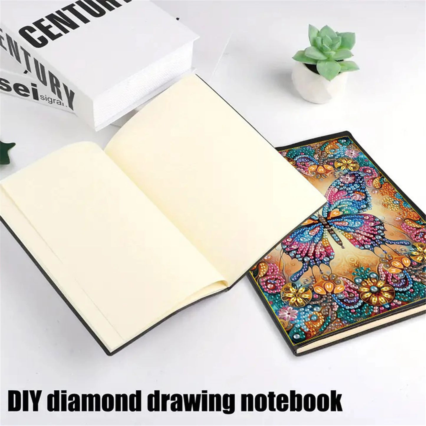 2pcs Partial DIY 50 Pages A5 Diamond Painting Notebook, Special Shaped 5D Crystal Art Painting Sketchbook