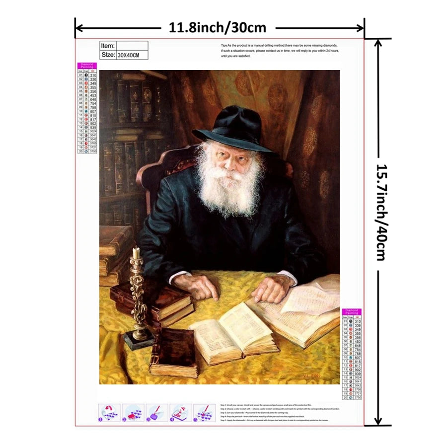 Jewish Rabbi Lubavitch, Full Round DIY Diamond Painting Kits