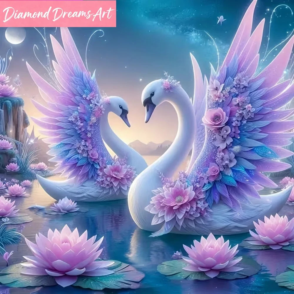 Swan Flower DIY Diamond Painting Full Round Drill