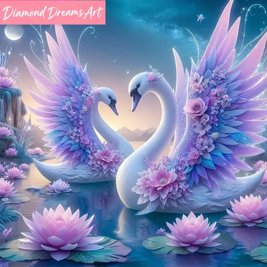 Swan Flower DIY Diamond Painting Full Round Drill