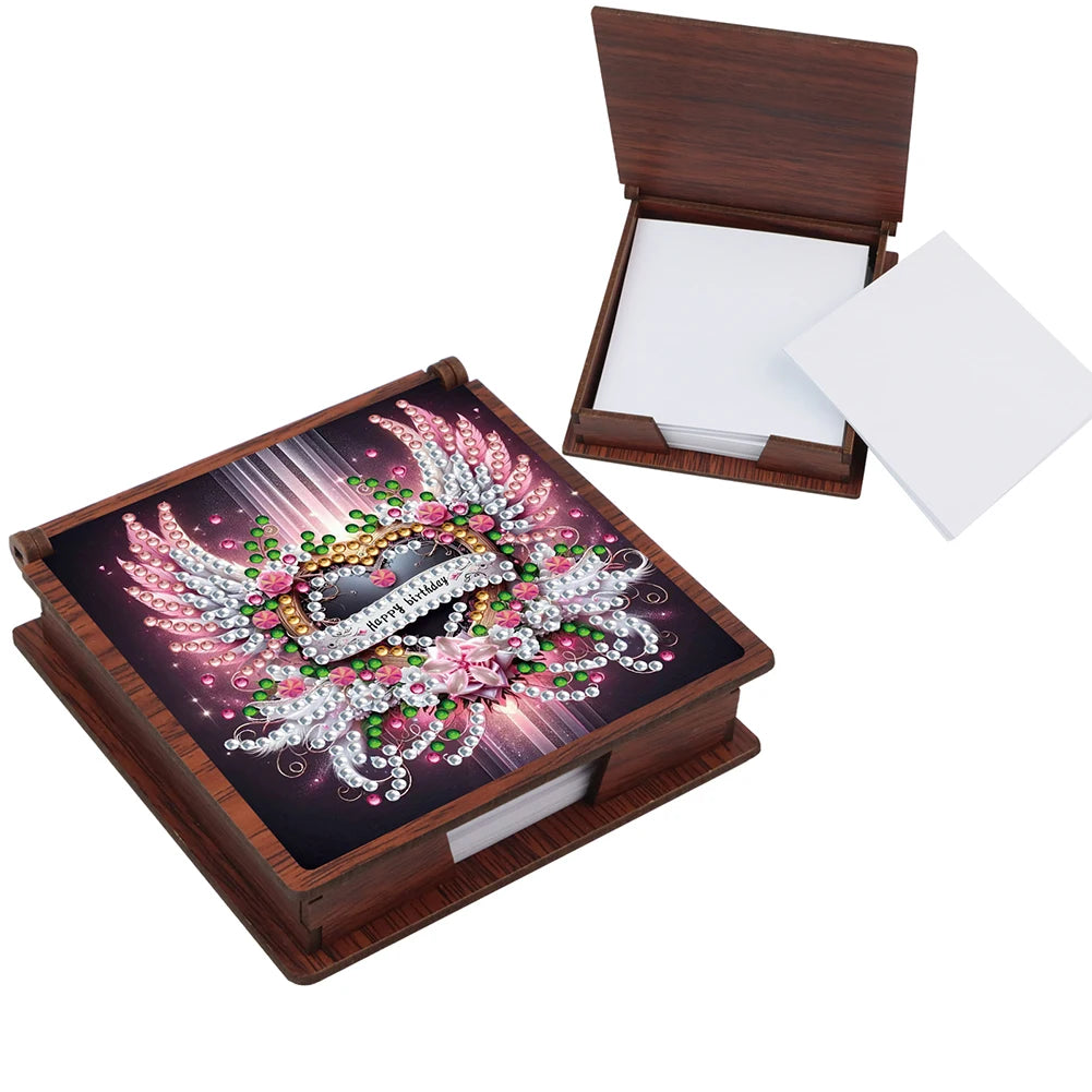 Wooden 5D Diamond Painting Kit Note Box With 160 Sheets Diamond Art Notebook Box For Home/ Office/ School Supplies