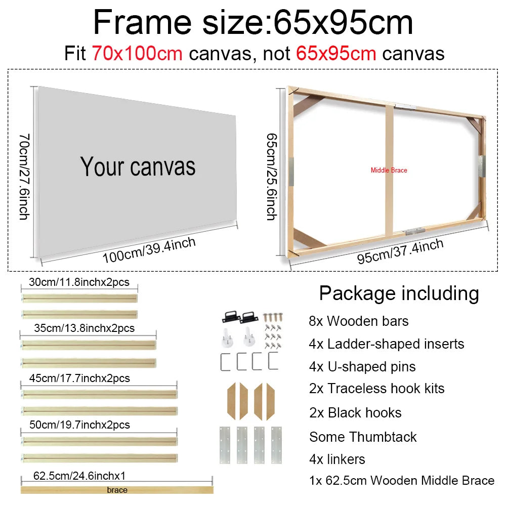 Various Sizes Canvas Frame, Wooden Frames Natural Wooden, Diamond Painting Frames Canvas, Wood Wall Frame