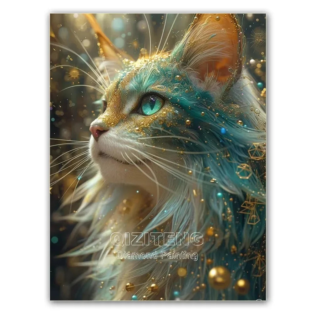 5D Blue Cat DIY Diamond Painting Full Round Mosaic