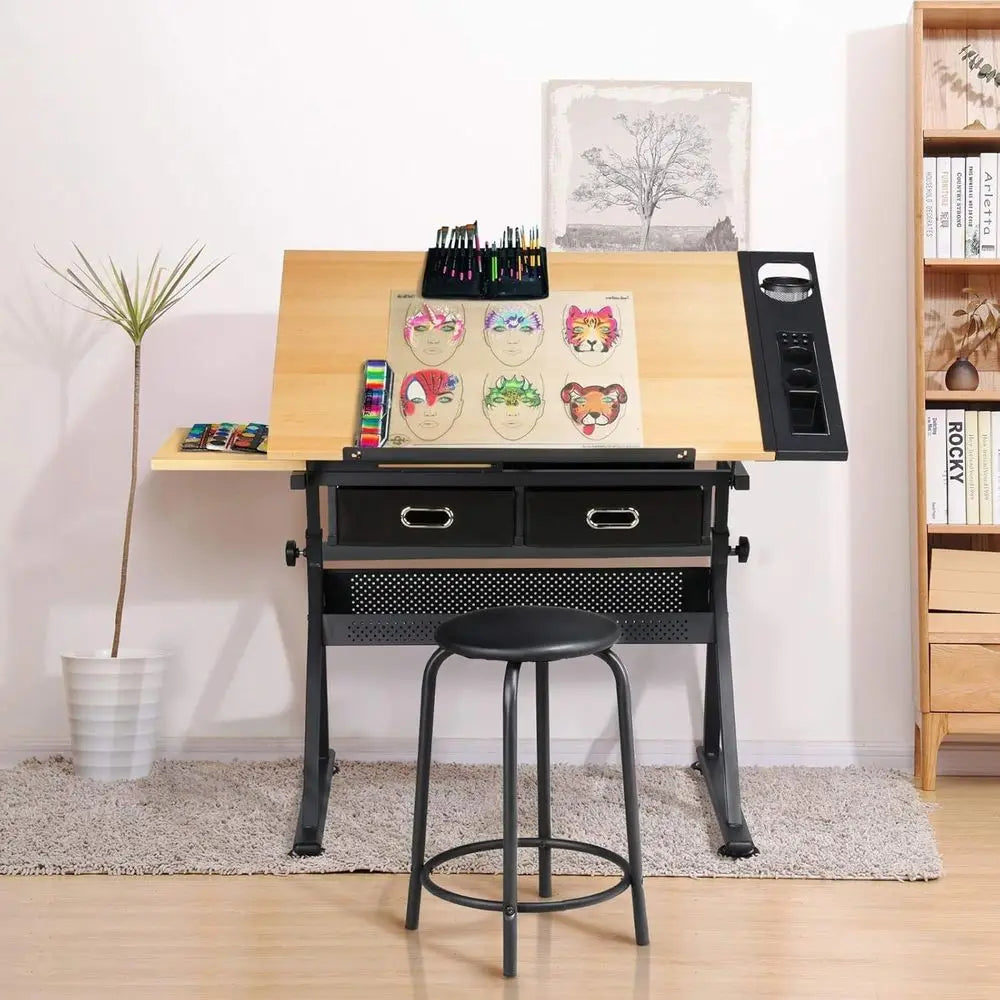 Adjustable Height Drafting Desk for Art, Craft, & Workspaces - Ideal For Artists, Painters, Students, & Adults