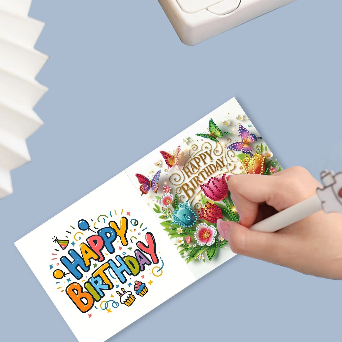6-piece DIY Diamond Painting Set Birthday Card Set, Bouquet Pattern Design, Water Diamond Painting Art Mosaic