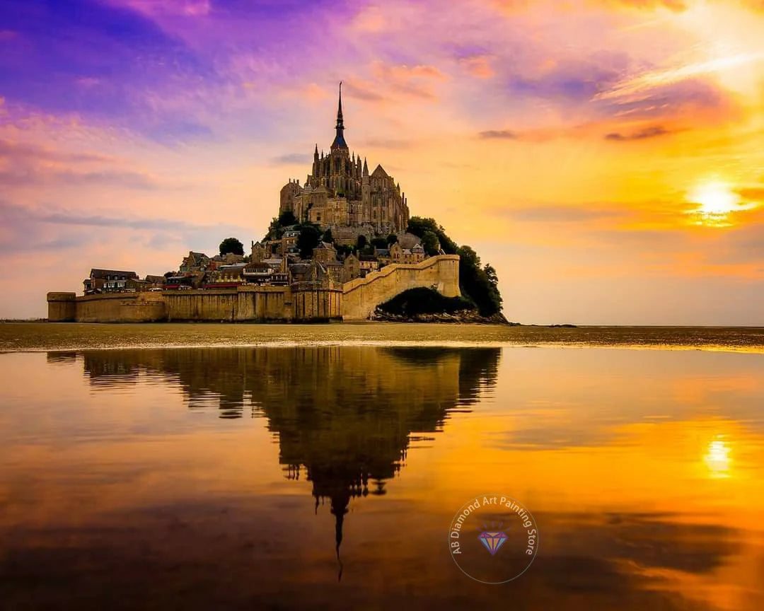 France Castle Mont Saint Michel Diamond Painting Kit 5D DIY Diamond Embroidery Cross Handmade Art Exquisite Gift Home Decoration
