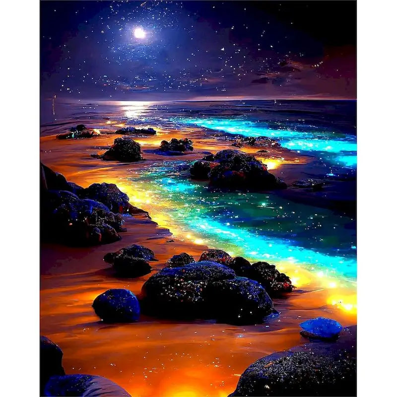 5D DIY Diamond Painting Moonlight Beach Landscape Full Square / Round