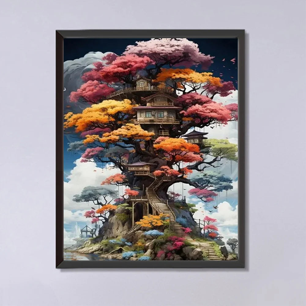 Evershine Diamond Mosaic Fantasy Tree House Landscape DIY 5D Painting Full Square / Round Drill