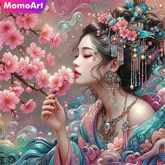 Momoart Woman & Flower DIY Diamond Painting Full Square / Round Drill