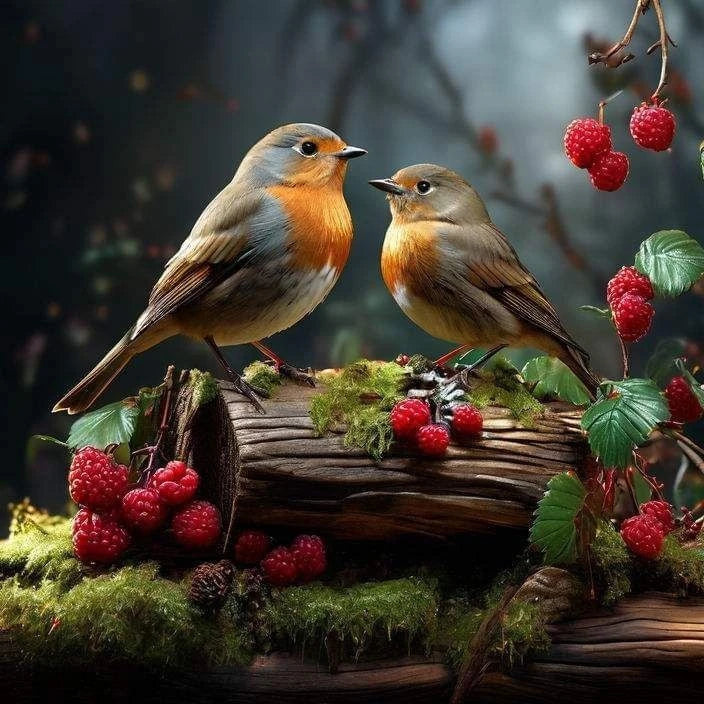 Farm Scenery and Beautiful Birds, 5D Diamond Painting Full Square / Round Drill