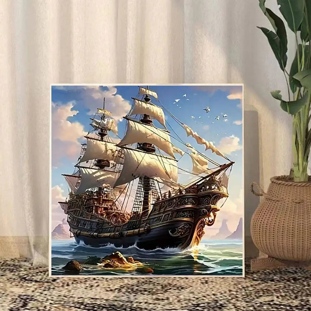 HUACAN 5D Sailboat / Sea Diamond Painting Full Square / Round Diamond