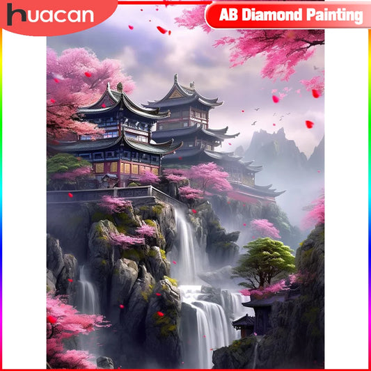 HUACAN DIY Diamond Painting, Japanese House Full Round / Square Drill