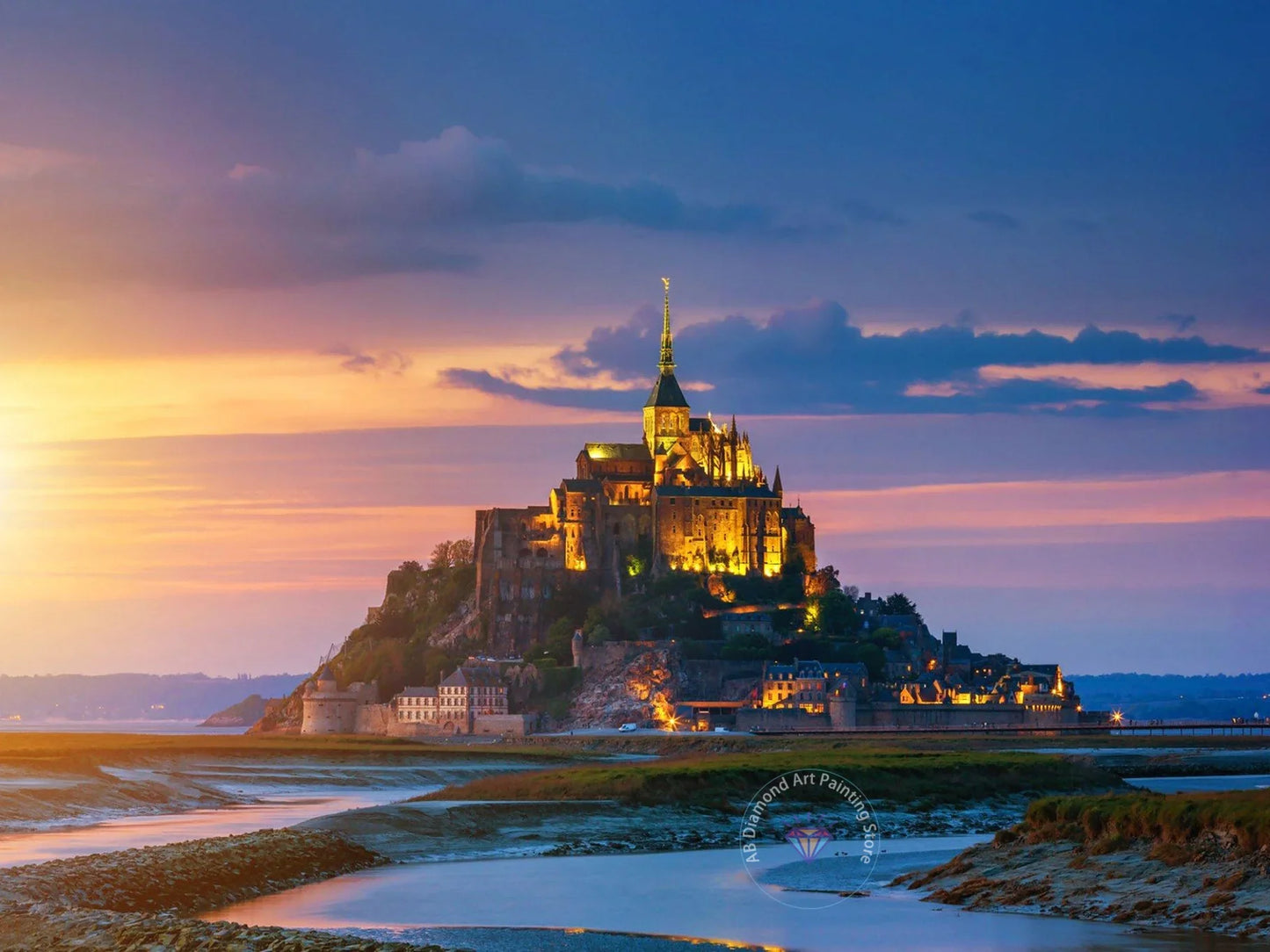 France Castle Mont Saint Michel Diamond Painting Kit 5D DIY Diamond Embroidery Cross Handmade Art Exquisite Gift Home Decoration