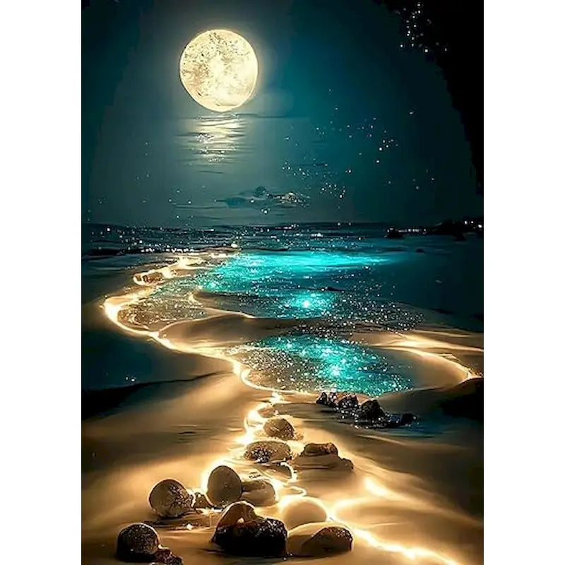 5D DIY Diamond Painting Moonlight Beach Landscape Full Square / Round