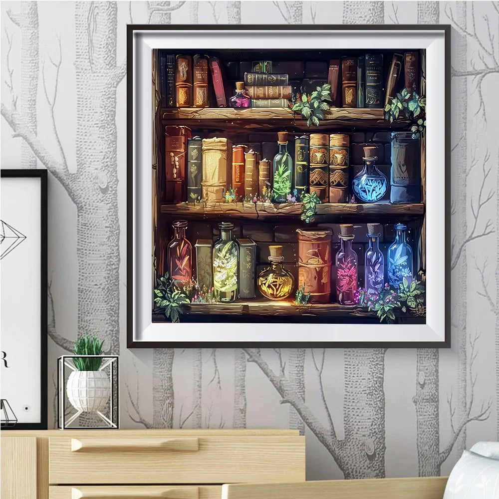 HUACAN DIY Diamond Book Mosaic & Bottles, Full Square / Round Drill