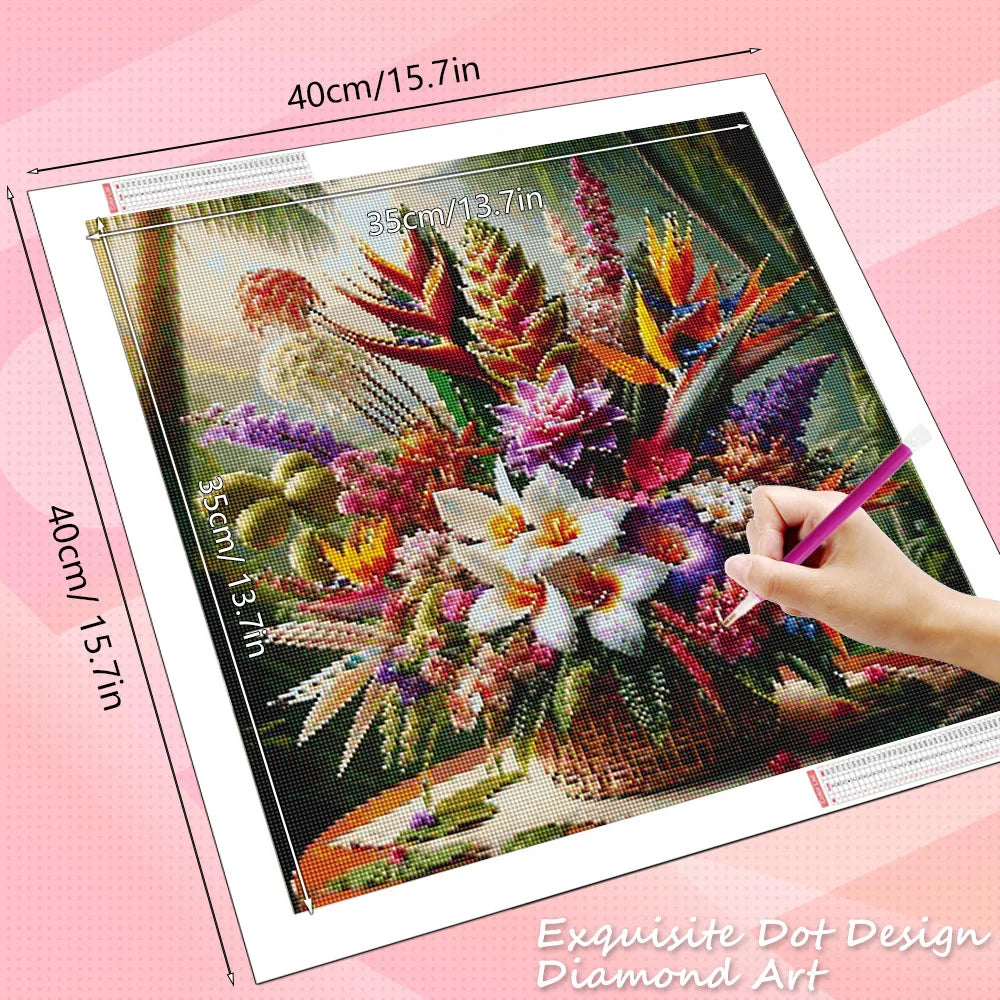 HUACAN DIY Diamond Painting Rose Flower Mosaic Home Decor Sunflower Lily Floral Full Drill Square / Round